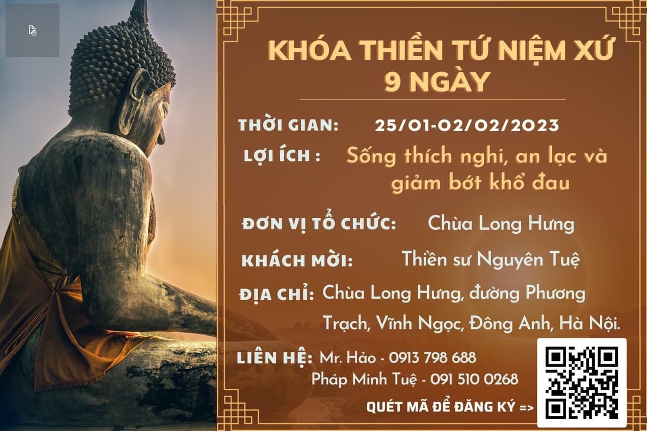 Khóa Thiền Tứ Niệm Xứ 9 ngày                       