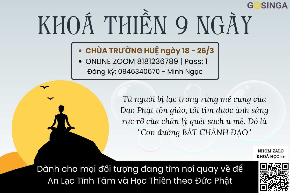 Khoá Thiền Tứ Niệm Xứ 9 Ngày